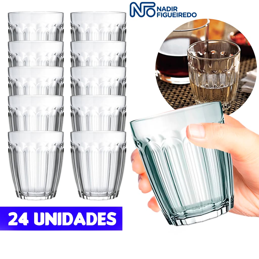 Copos Barriquinha 24 Unidades Serve Dose 150ml Nadir Vidro Temperado Transparente Café Drink