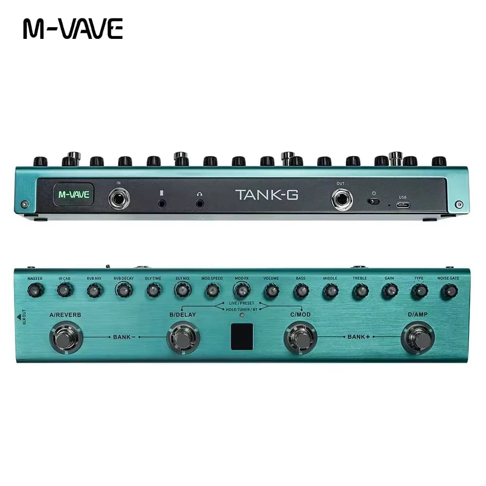 Pedal de efeitos para guitarra M-VAVE Tank-G Recarregável 36 predefinições 9 slots de pré-amplificador 8 slots de cabine