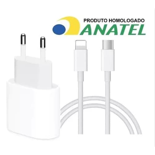 Kit Carregador De iPhone Fonte com Cabo Carregamento Rápido 1m PD 20w Turbo LIGHTNING Tipo C