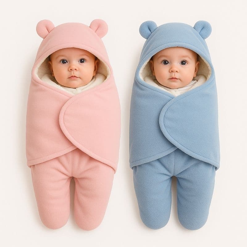 Saco de Dormir Bebês Ursinhos Menina e Menino de Sherpa Quentinha Enrolar charuto