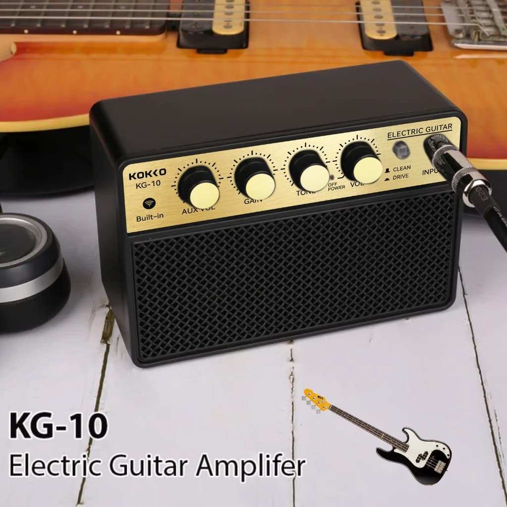 Alto-falante para guitarra elétrica KOKKO 10W recarregável Áudio portátil Conexão BT/Headphone 6.35mm Interface