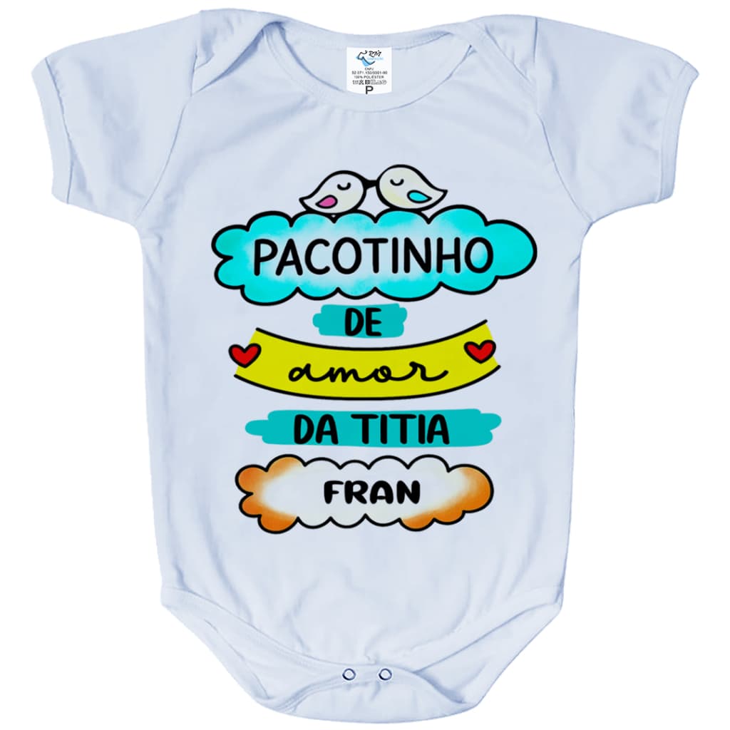 Body Bebê Personalizado Pacotinho de Amor da Titia com Nome GB0394