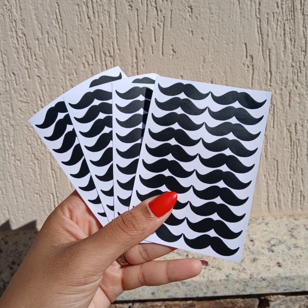Kit  Adesivos Bigode 4cm | Vinil Decorativo Dia dos Pais Caneca Pote Presente