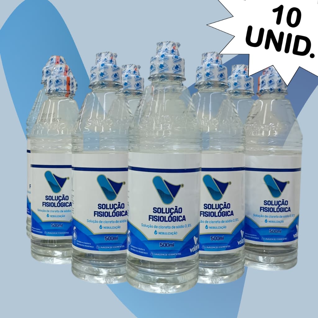 KIT COM 10 UNIDADES SORO FISIOLOGICO SOLUÇÃO CLORETO DE SÓDIO - 500ML