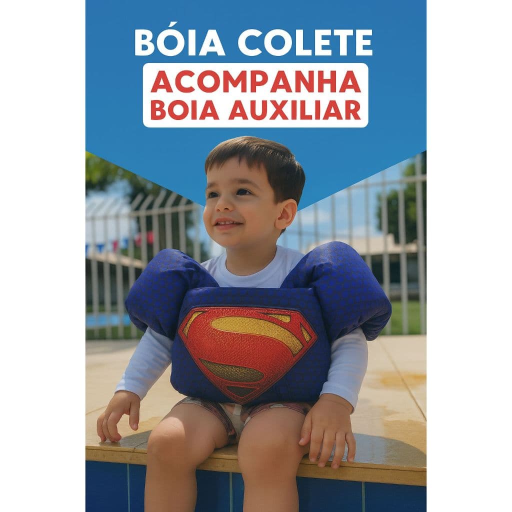 Boia Colete Infantil Masculina Veste de 10 a 25kg | Com Boia Traseira Boia Infantil Menino Super herois, dino, sonic