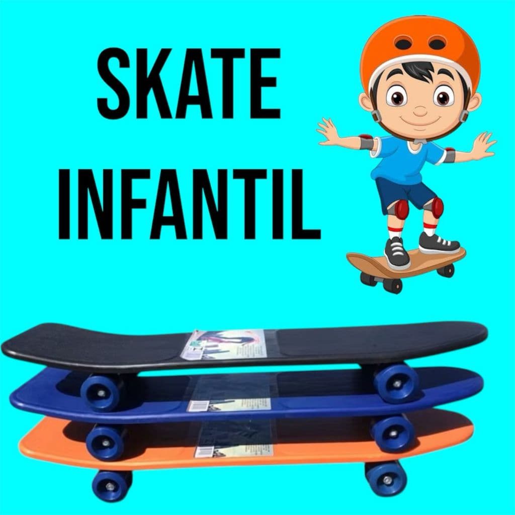 Skate Infantil 58cm Preto - Antiderrapante: Garante que os pés não escorreguem. Super resistente e ideal para o aprendiz