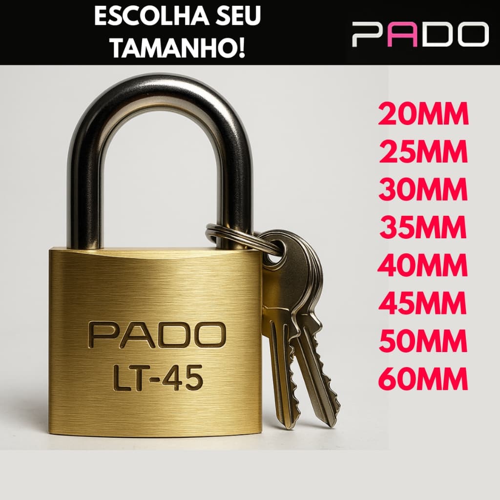 Cadeado Pado Original para portão, janela, armário ,corrente  20, 25, 30, 35, 40 45, 50 e 60mm