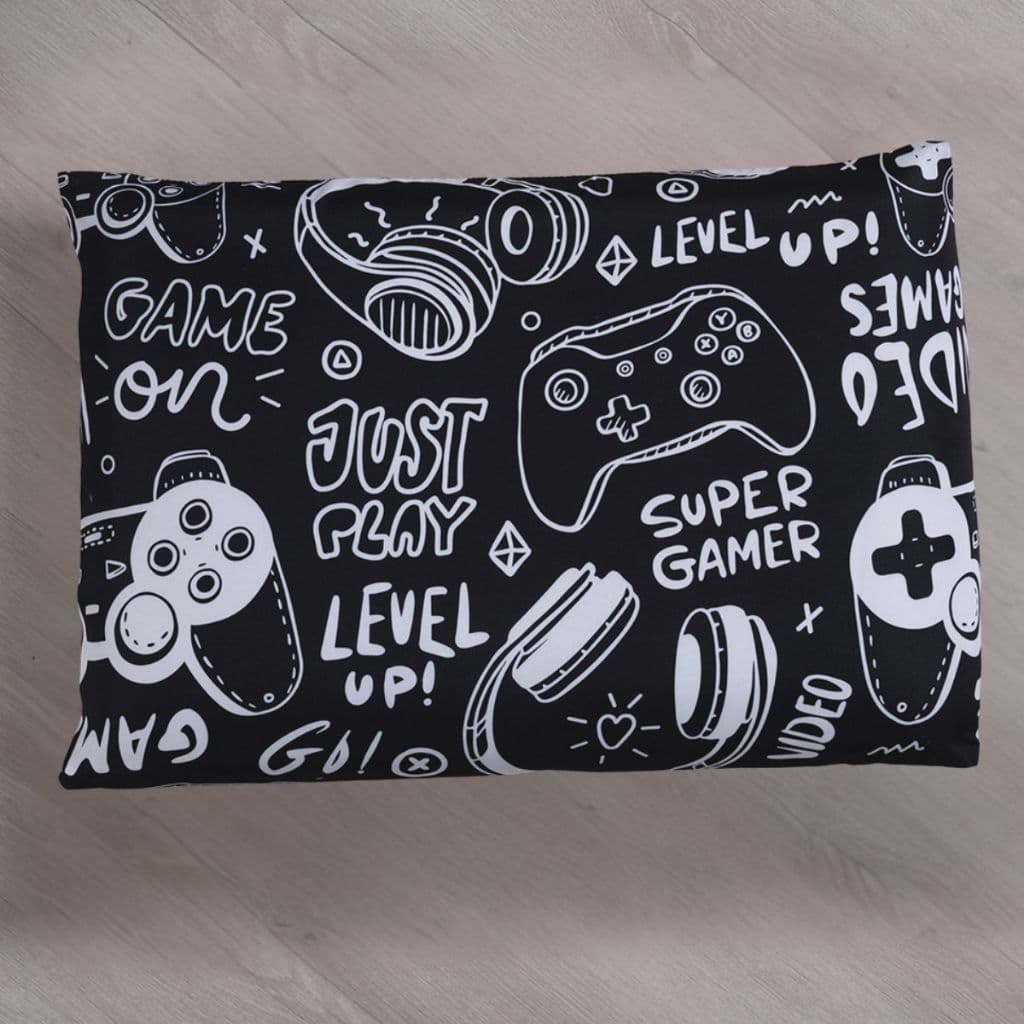 Fronha Avulsa Preto e Branco 65 cm x 45 cm Careca Estampa Game Preto e Branco Porta Travesseiro