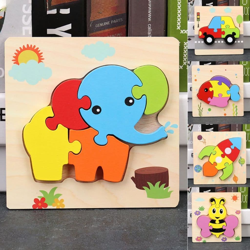 Brinquedo de Montar Quebra Cabeça MDF Infantil Animais Transportes Carro Divertido Educativo Madeira