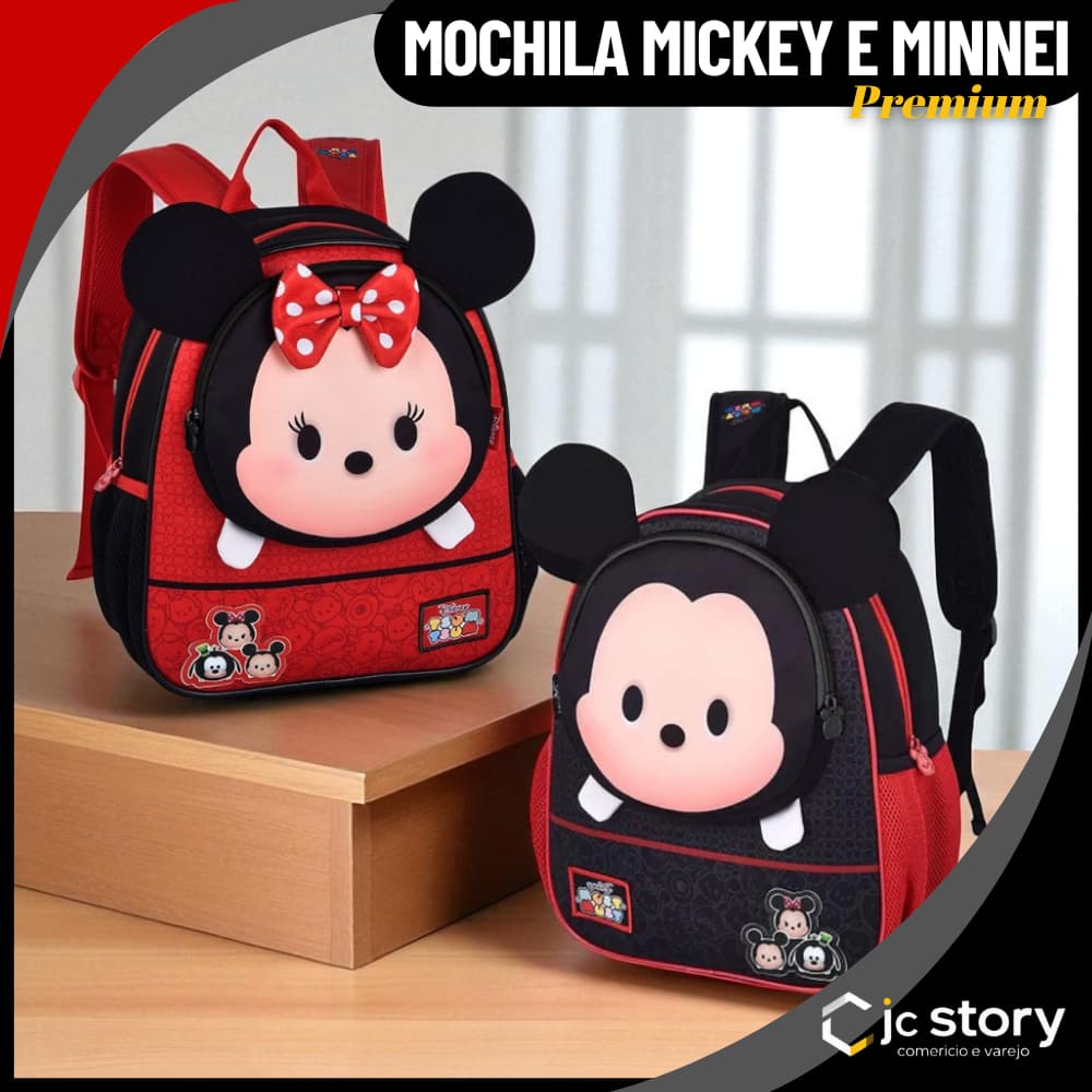 Mochila de Costas Tsum Tsum MICKEY E MINNIE 3D Disney Infantil Escolar Creche passeio Clio