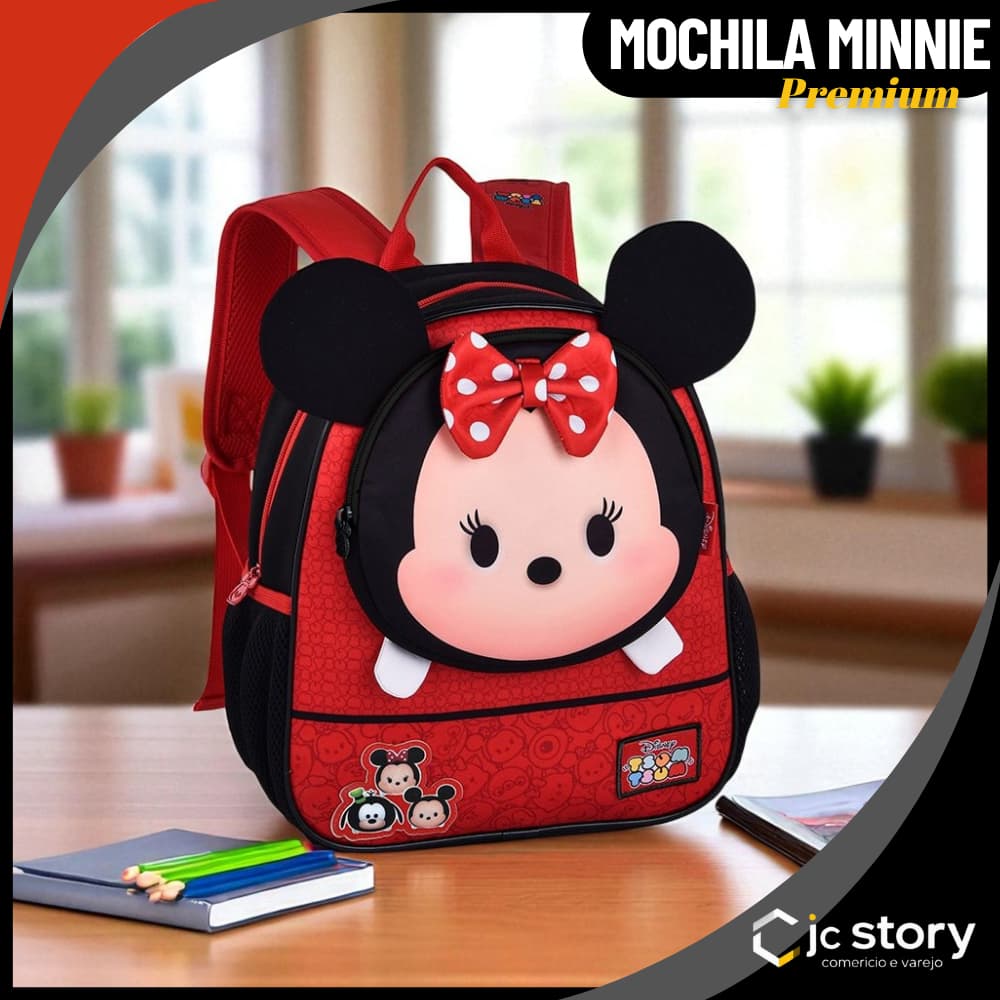 Mochila de Costas Tsum Tsum MINNIE 3D Disney Infantil Escolar Creche passeio Clio