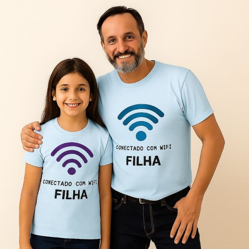 KIT CAMISETA DIA DOS PAIS CONECTADO PELO WI-FI. MARCA APOLE. QUALIDADE E CONFORTO.