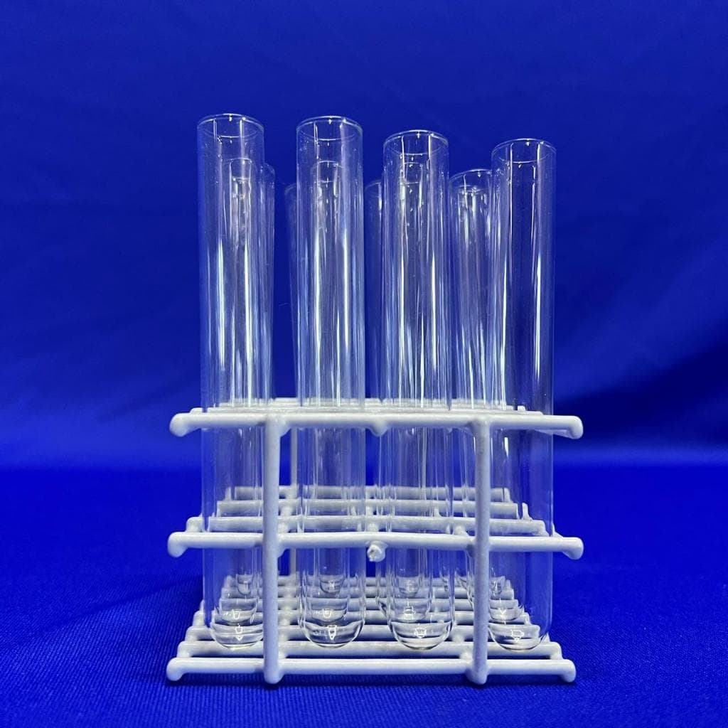Kit Com 12 Tubos De Ensaio De Vidro 13x100mm + Estante