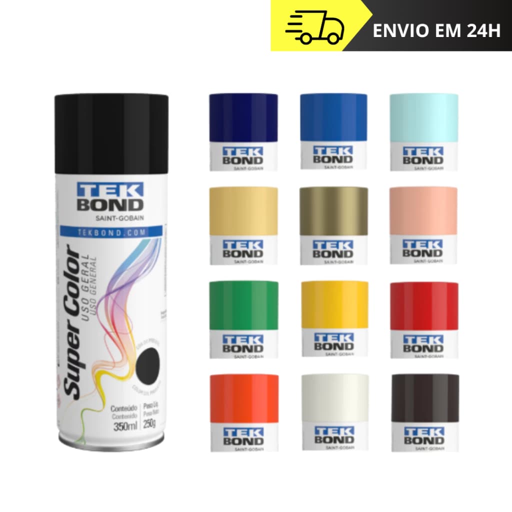 Tinta spray uso geral 350ml TEKBOND - Diversas cores