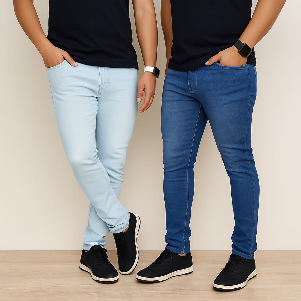 kit 2 Calças Jeans Masculina Skinny com Elastano Slim e Bolso