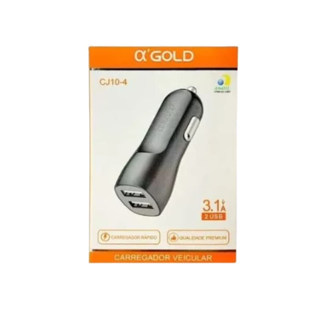 Fonte Veicular A'Gold Com Duas Entradas Usb 3.1A CJ10-4