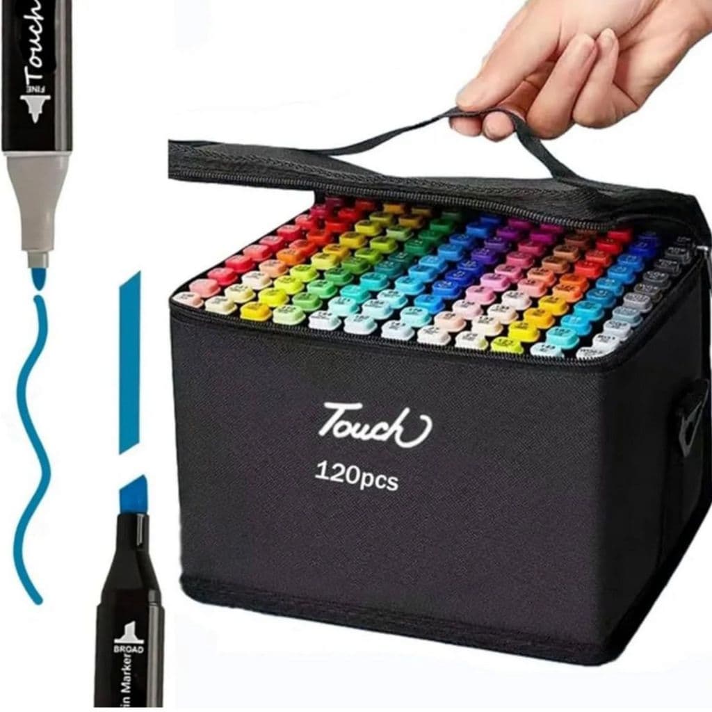 Marcadores de arte Canetinha de ponta dupla 24, 36, 60 ou 120 C/ estojo de transporte para Pintura Caligrafia Desenho