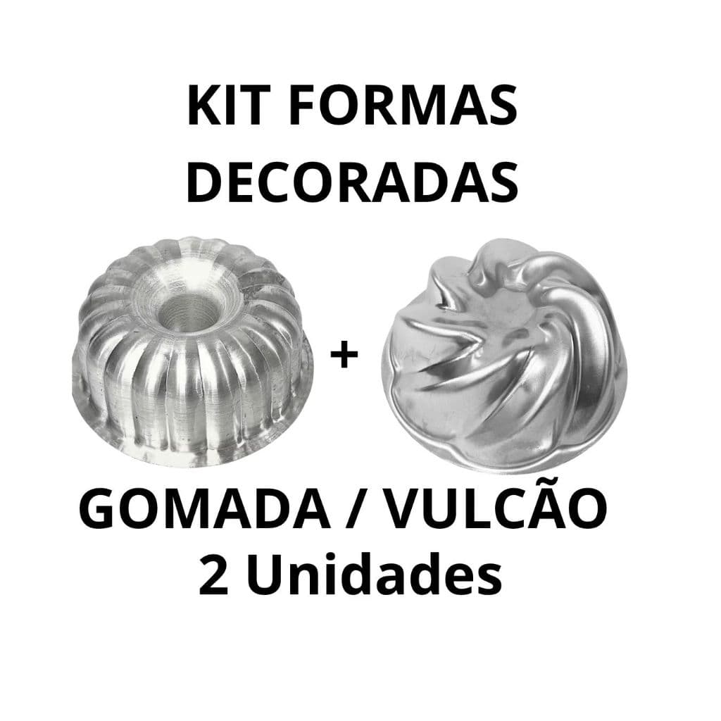 Kit 2 Formas Decoradas Alumínio Modelo Vulcão e gomada – Ideal para Bolos Criativos