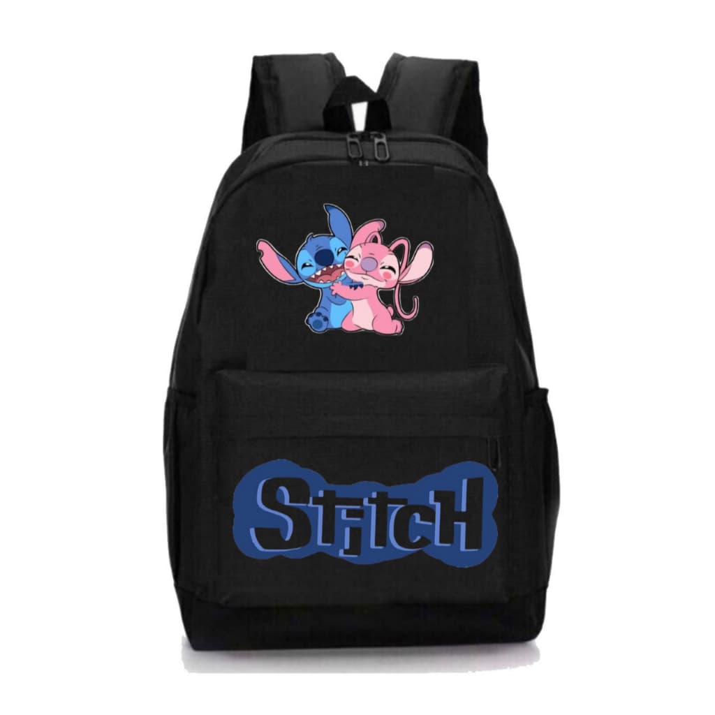 Mochila Escolar Feminina Stitch Reforçada Trabalho Notebbok 2 Bolso Lateral