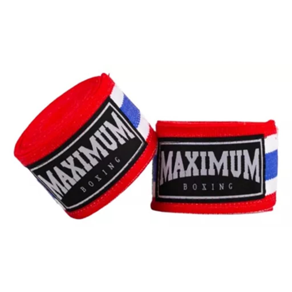 Par Bandagem Maximum Muay Thai 3 Metros Boxe Kickboxing VERMELHA