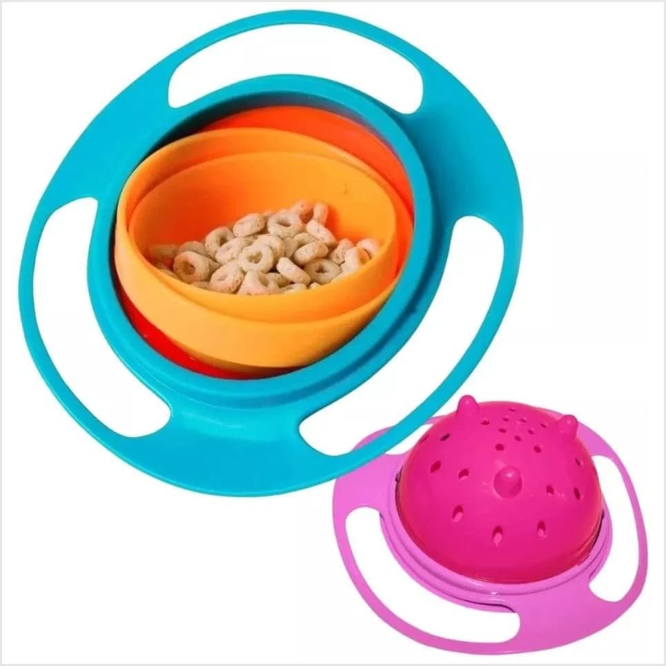 Prato Mágico Infantil Bebê Giratório 360º Pratinho Potinho Alimento Não Cai Infantil Bowl Bebe