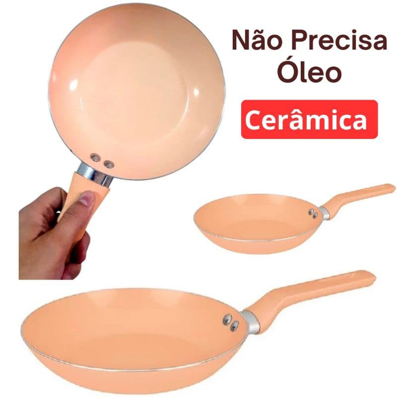Frigideira Alumínio Cerâmica 24cm Cor Salmão Antiaderente
