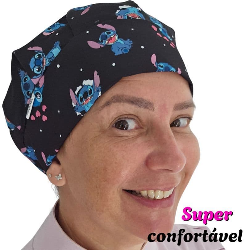touca de cozinha feminino personalizada gorro para Gastronomia Stitch Espaço