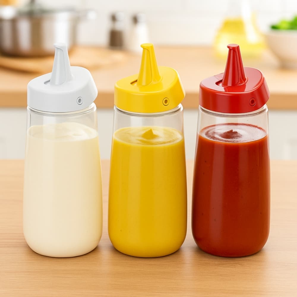 Kit 3 Bisnaga Grande Ketchup Mostarda Maionese 520ml Tampa Flip
