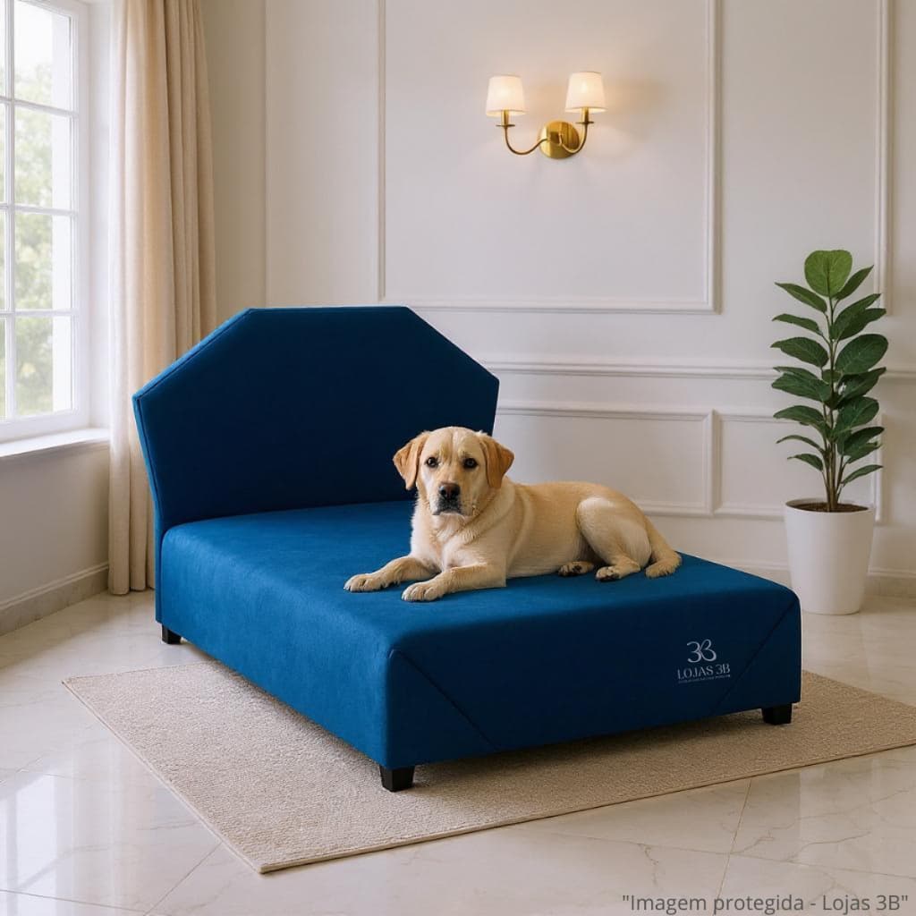 Cama Caminha Pet Mila para Cachorro Gato Box 70cm em Suede Cabeceira em Formato Orgânico