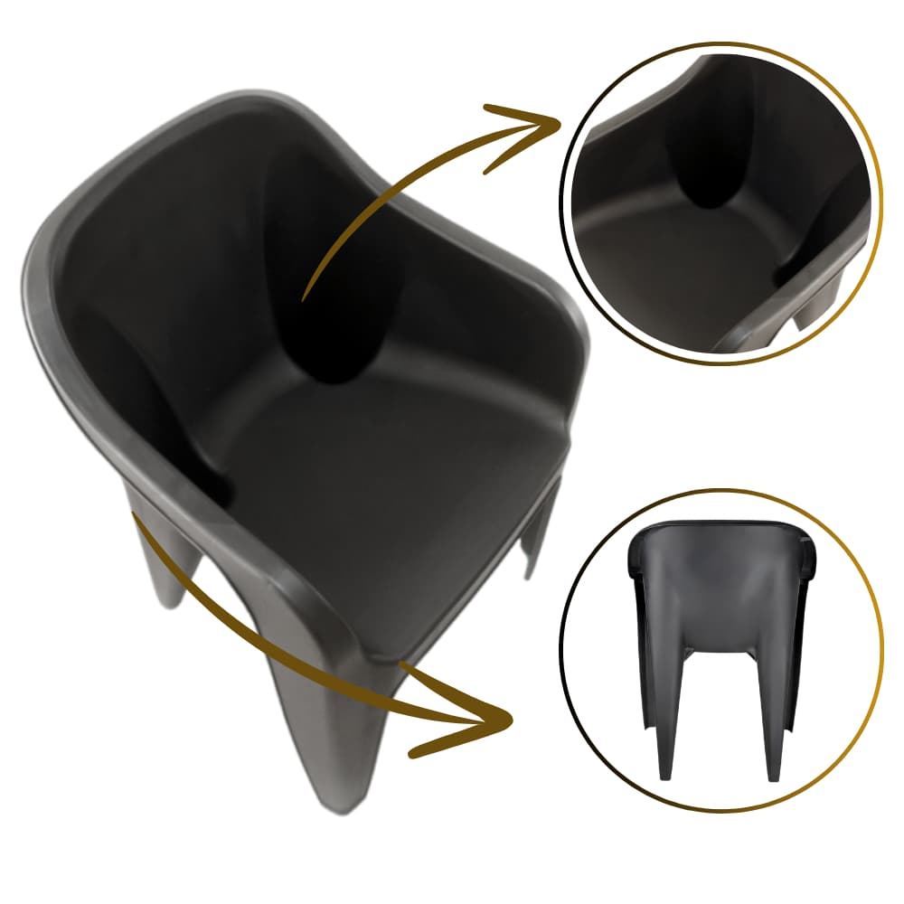 Poltrona Preta Resist Suporta 200Kg Cadeira de Plástico Preta