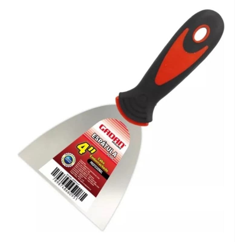 ESPÁTULA AÇO INOX 4" CABO EMBORRACHADO GADAN