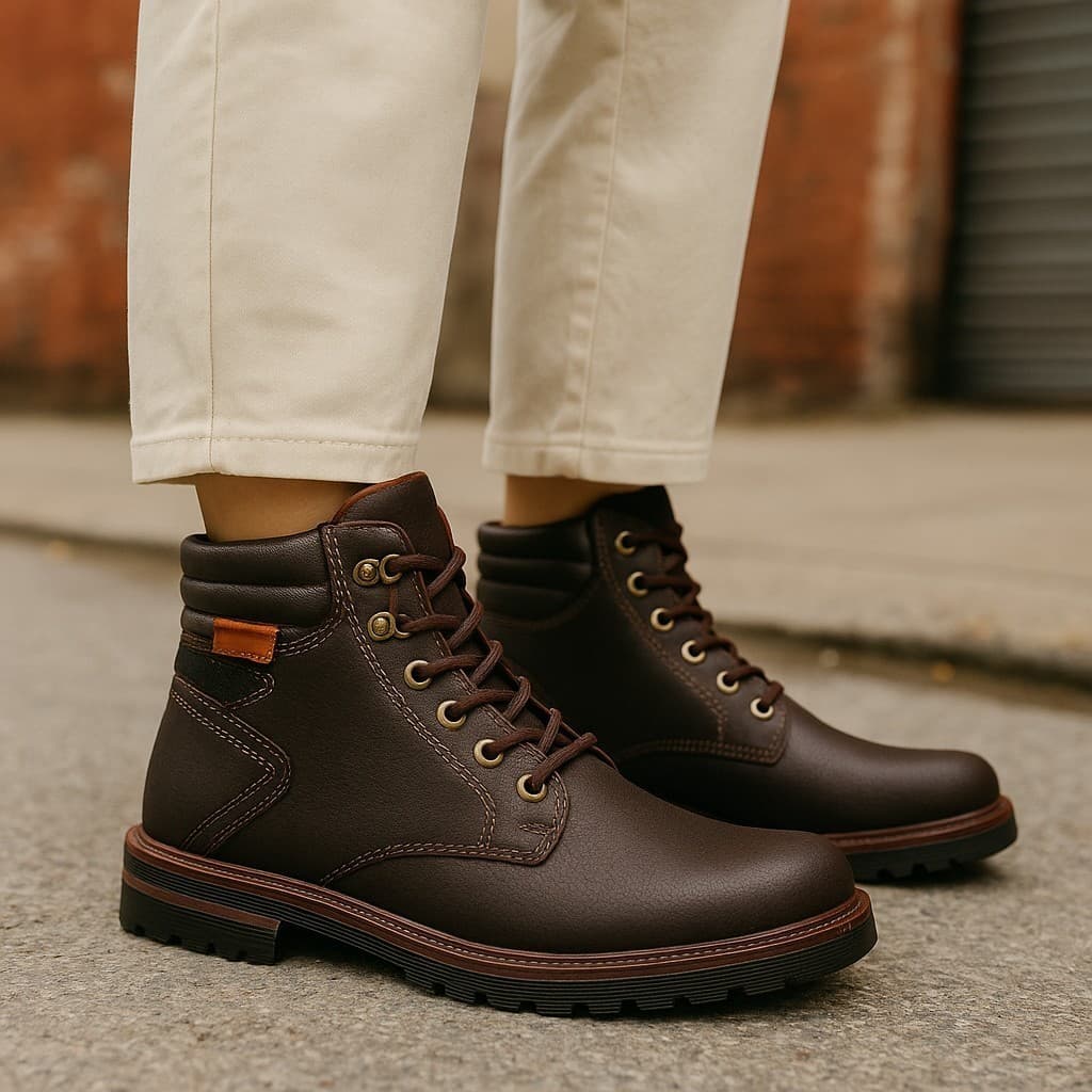 Bota Masculina Casual Cano Médio Solado Tratorado C/ Zíper