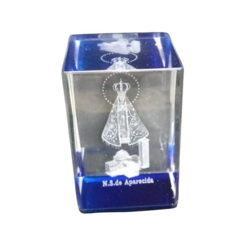 IMAGEM NOSSA SENHORA APARECIDA CRISTAL AZUL COM A BASÍLICA