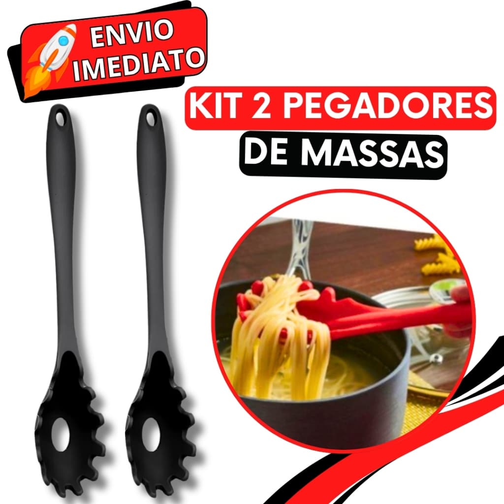 KIT Jogo 2 Pegador de Massa Macarrão em Silicone GRANDE Utensilio de Servir para Casa Cozinha Restaurante Buffet