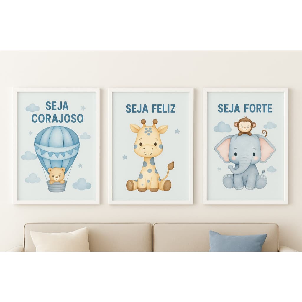 Quadros Infantis Motivacionais De Animais  – Coragem, Alegria e Força para Inspirar os Pequenos