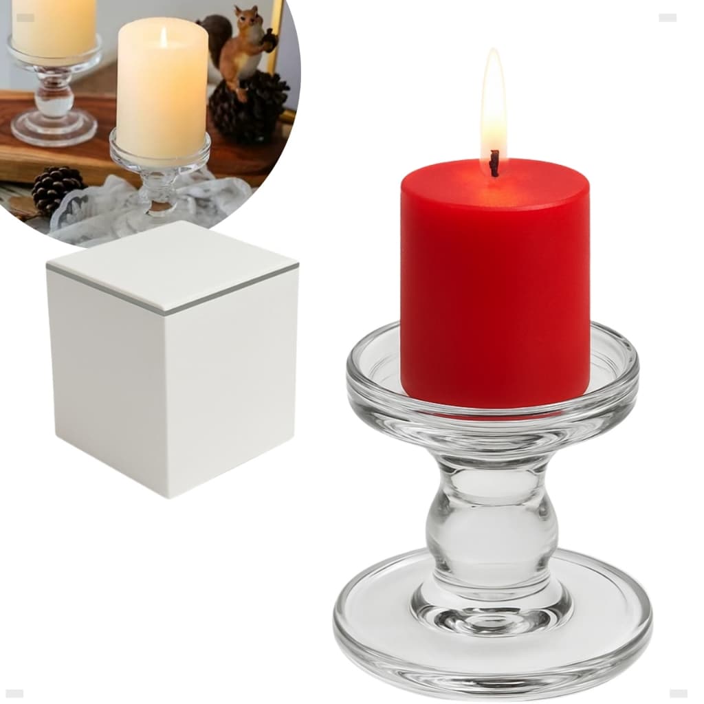 Castiçal de Vidro Largo para Vela 7 Dias ou Fina Candelabro Decorativo Elegante Resistência Envio Já