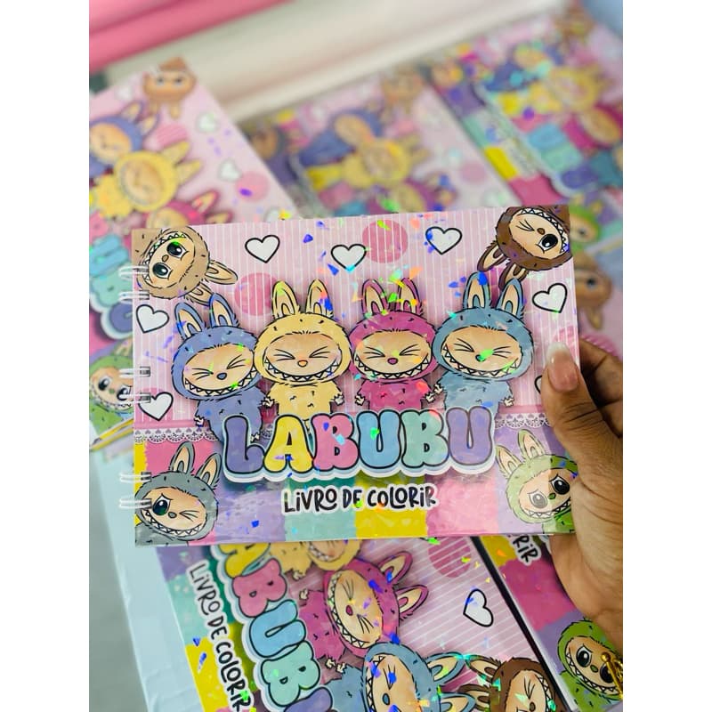livro de colorir labubu 50 desenhos diversão caderno capa dura adultos e crianças