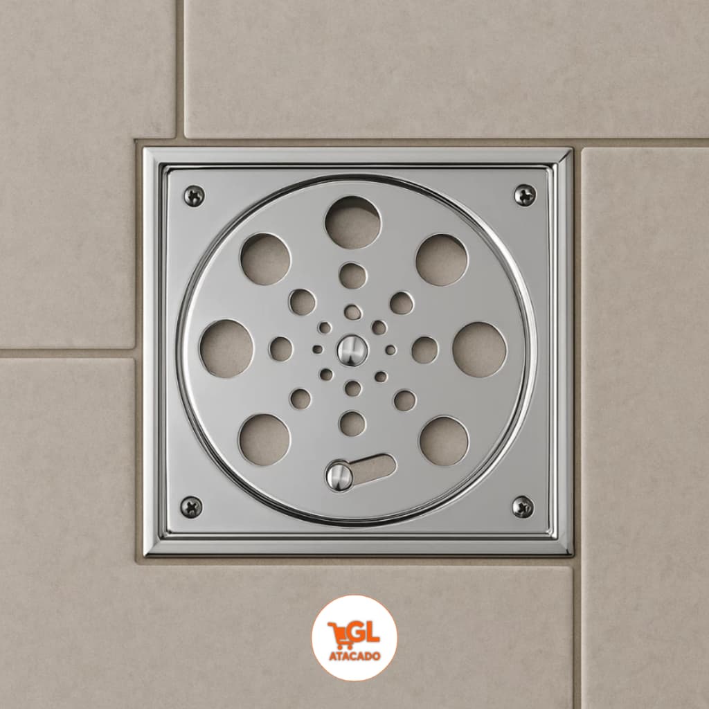 Grelha Ralo Quadrado 15x15 + Porta Grelha Caixilho Inox