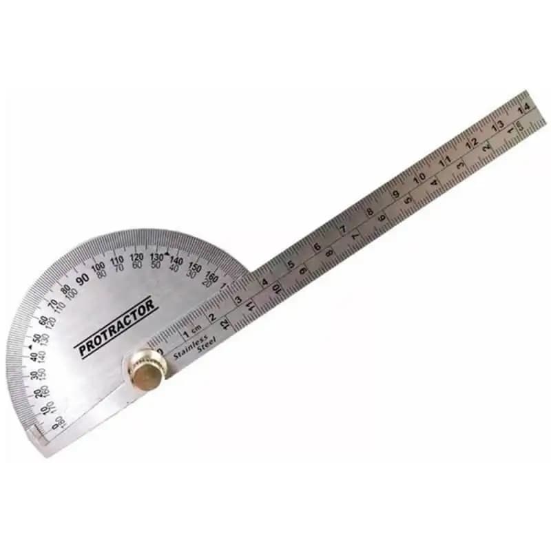 Transferidor De Grau 0 Á 180 Em Aço Inox Regua - IMT - 14 cm