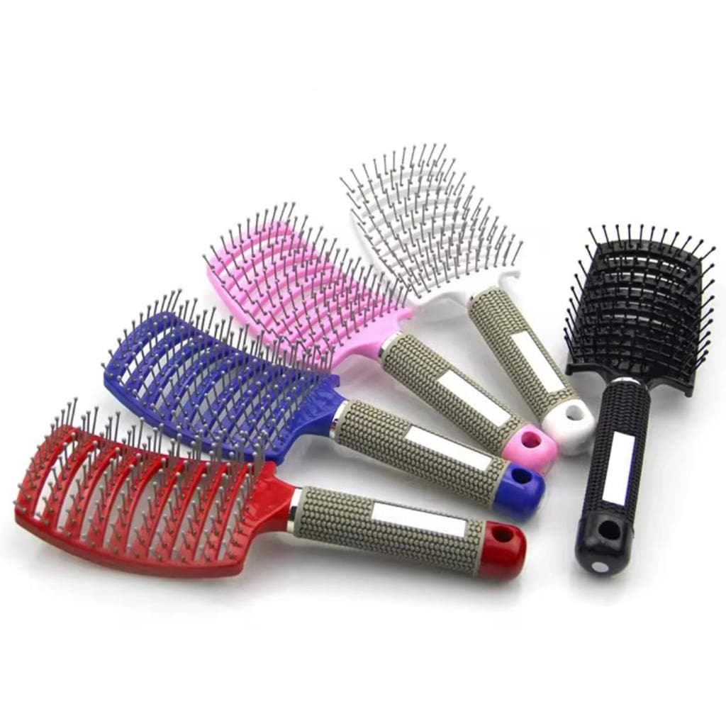 Escova Raquete Vazada Curva Desembaraça Cabelo Profissional Colorida