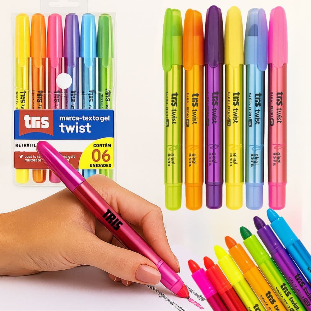Kit 6 Canetas Marca-Texto Em Gel Neon Perfeito Para Livros Bíblia Marcação De Estudo