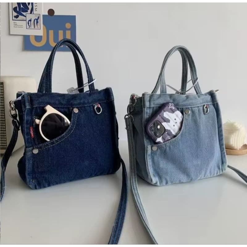 Bolsa de mão e transversal/Square Bag Jeans ombro/bolsa feminina pequena
