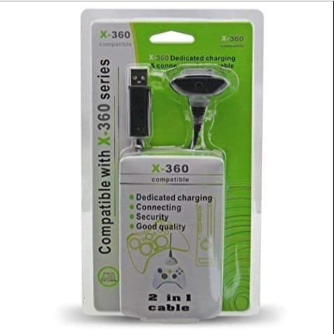 Cabo de carregamento de joystick 2 em 1 para Xbox 360