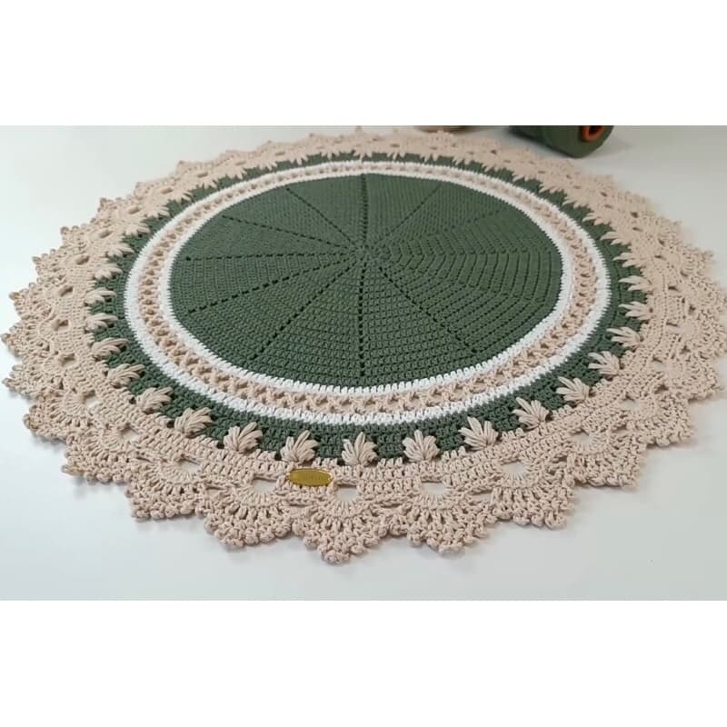 Centro de Mesa em Crochê Artesanal Redondo – Decoração Rústica e Elegante  modelo folhas