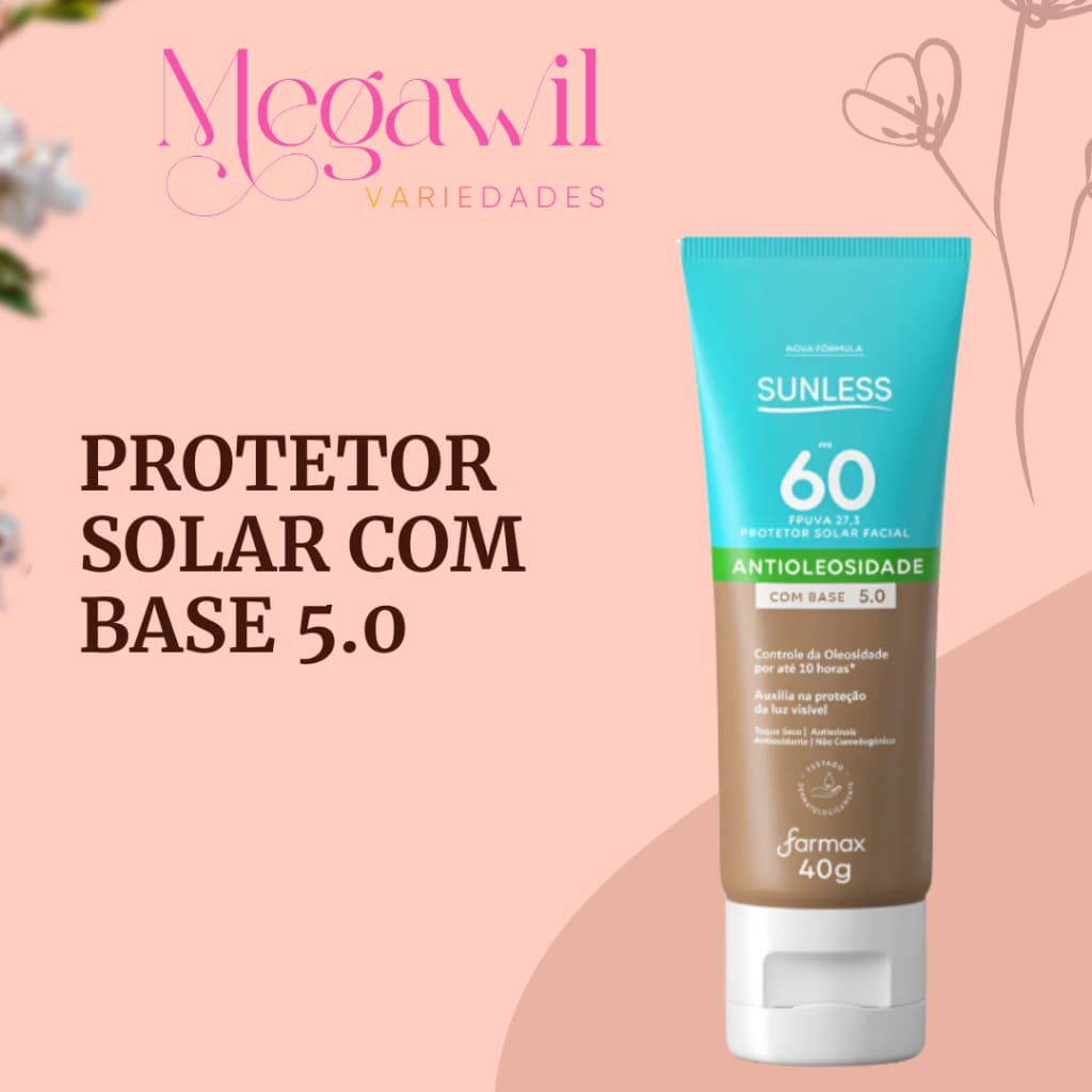 Protetor Solar Sunless FPS 60 40g com Base 5.0 – Proteção UVA/UVB e cobertura natural facial