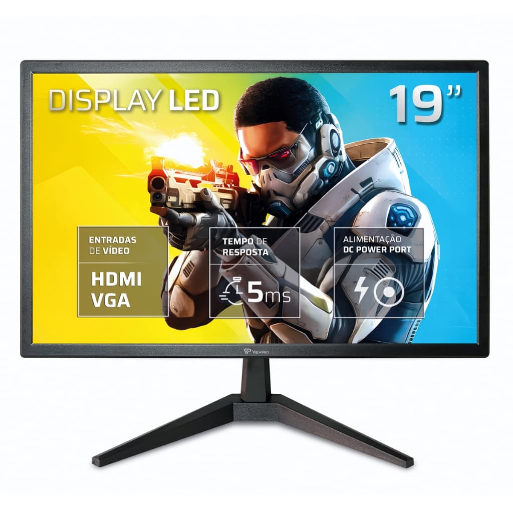Monitor Viewpro 19'' Led Com Hdmi Vga Vesa 60Hz 100v/240v Cor Preto 127/220v 1440x900px