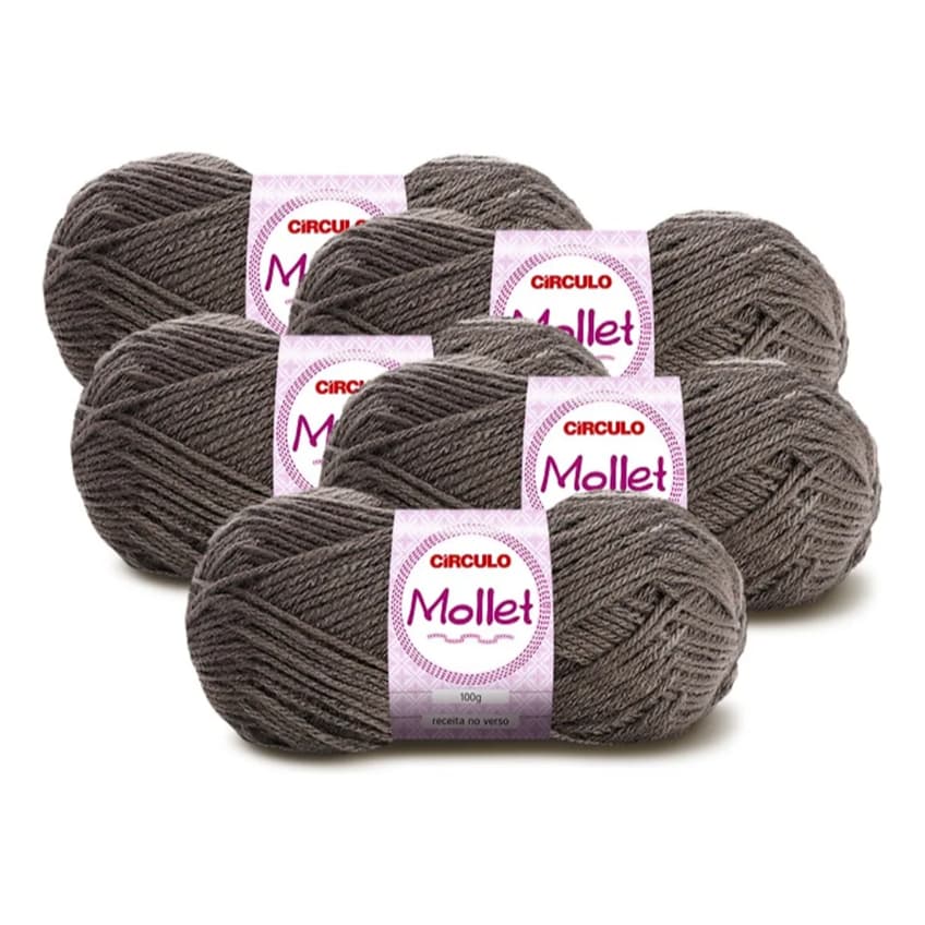 Kit 5 unidades lã Mollet - 100 Gramas - Cores Lisa