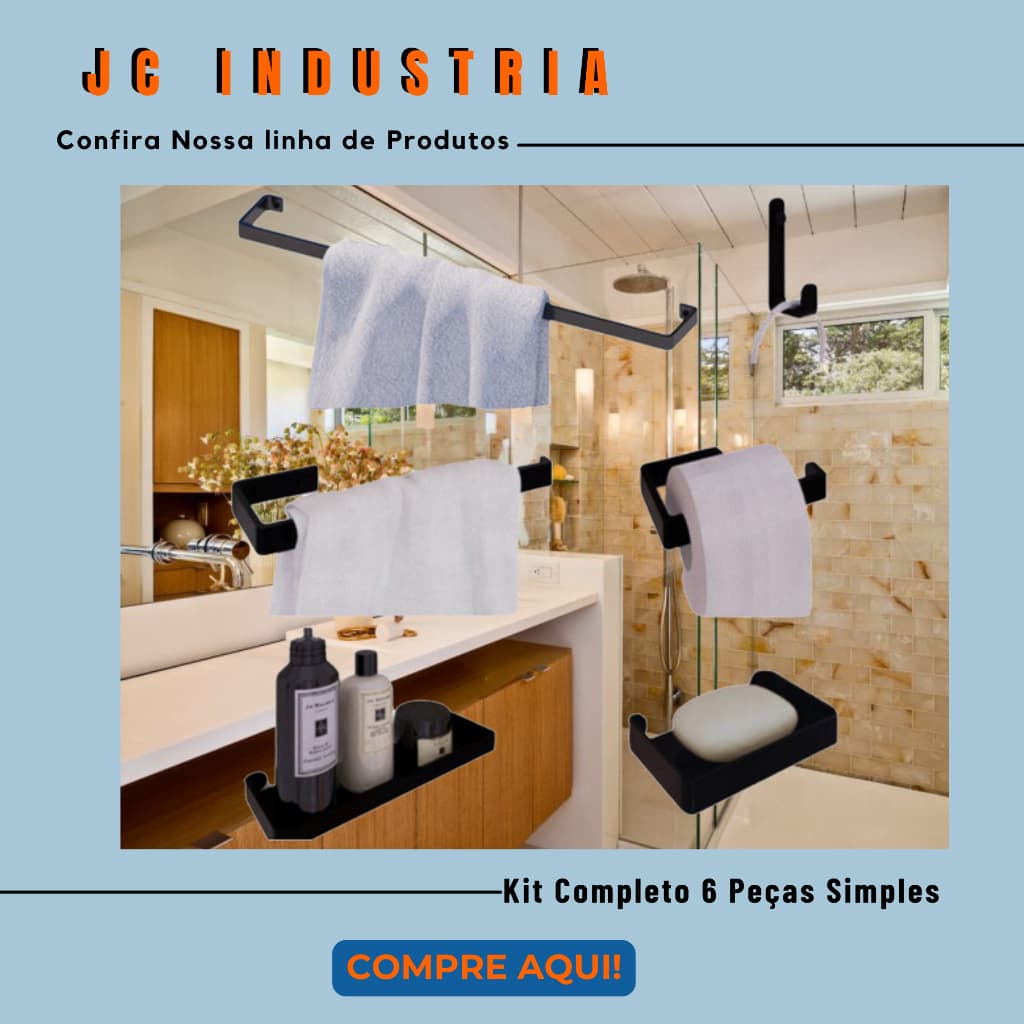 Novos Kit Acessórios Para Banheiro Preto Deluxe Saboneteira Porta Toalha Duplo Jc indústria