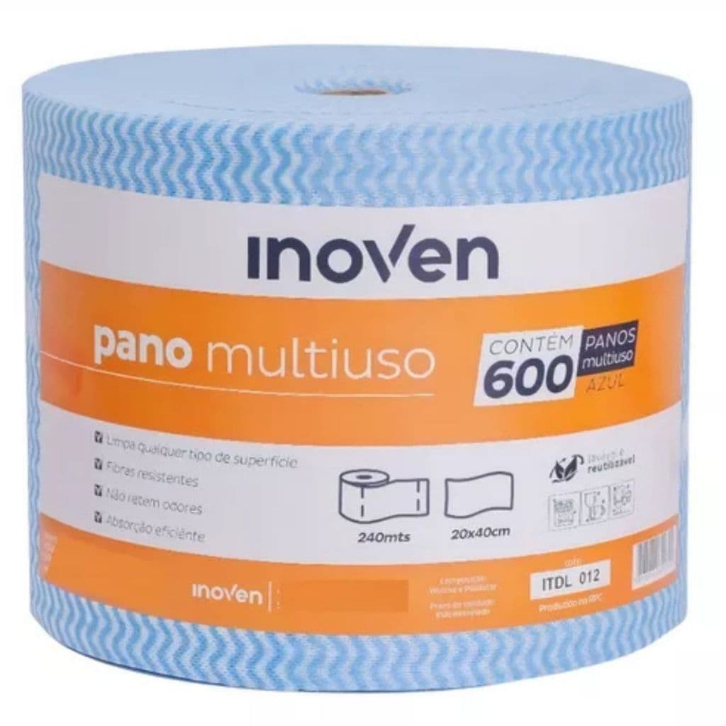 600 Panos  Multiuso Bobina 20x40 Tipo Perfex Limpa Rolo Bobina Pano Cor Azul
