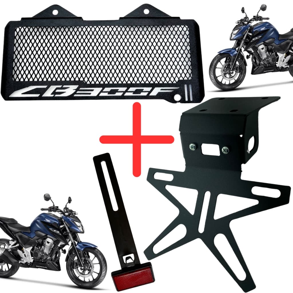 Kit Eliminador Rabeta + Protetor De Radiador Cb 300F Twister Tela Grade Suporte De Placa Cb-300 F Honda 2023 Em Diante